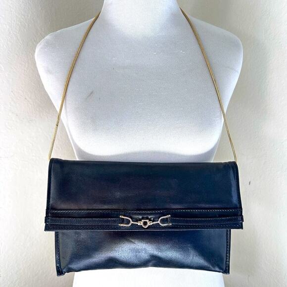 Maryann Rosenfeld Handbags - Maryann Rosenfeld Vintage 1980s Shoulder Black Leather Purse